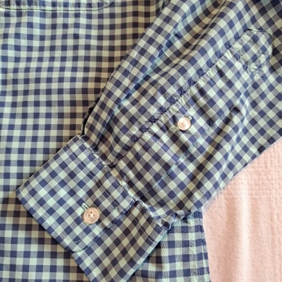 Vineyard Vines men's size small blue & mint gingham long sleeve shirt EUC - Picture 2 of 5